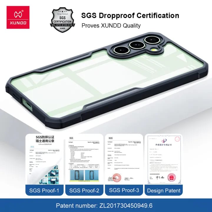 Picture of Samsung Galaxy S24 FE Xundd For Samsung Galaxy S24 FE Case Aiarbag Shockproof Shell, Camera Protection, PC+TPU Back Transparent Cover - Black