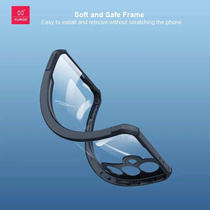 Picture of Samsung Galaxy S24 FE Xundd For Samsung Galaxy S24 FE Case Aiarbag Shockproof Shell, Camera Protection, PC+TPU Back Transparent Cover - Black