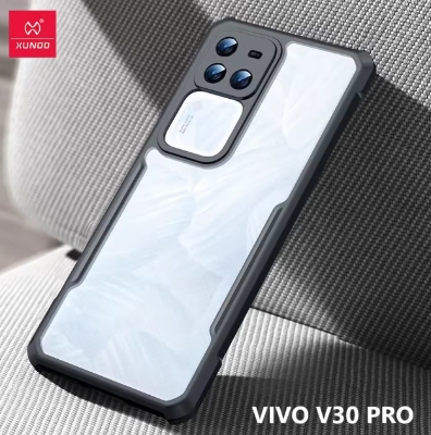 Picture of Xundd For Vivo V30 Pro Case Transparent Phone Cover Luxury Shockproof Bumper Protective Shell Anti-fingerprint Plain Phone Cases - Black