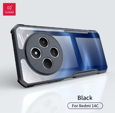 Picture of Xiaomi Redmi 14C 4G Case XUNDD Airbags Shockproof Transparent PC+TPU Camera Protection Cover For Redmi 14 C - Black