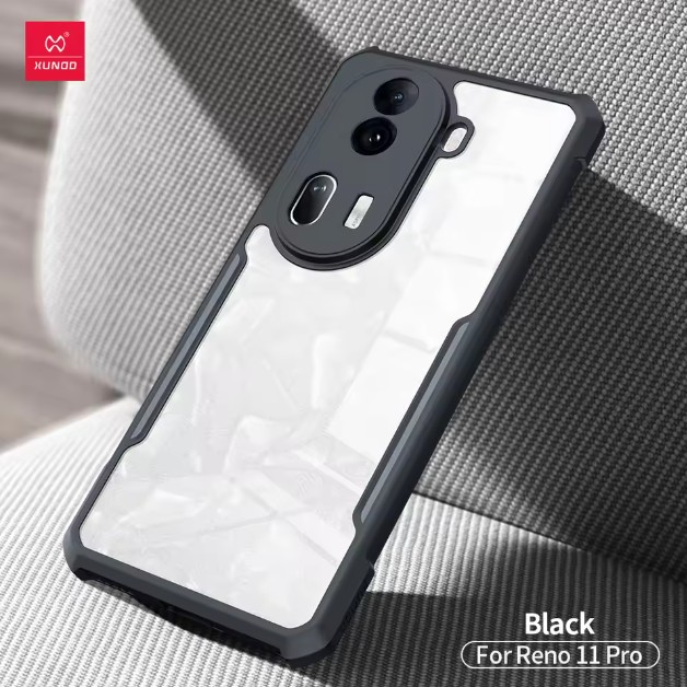 Picture of Xundd Oppo Reno 11 Pro 5G ( INT ) Transparent Phone Cover, Shockproof Bumper Protective Cases for Oppo Reno 11 Pro 5G ( INT ) Back Case - Black