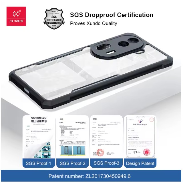 Picture of Xundd Oppo Reno 11 Pro 5G ( INT ) Transparent Phone Cover, Shockproof Bumper Protective Cases for Oppo Reno 11 Pro 5G ( INT ) Back Case - Black