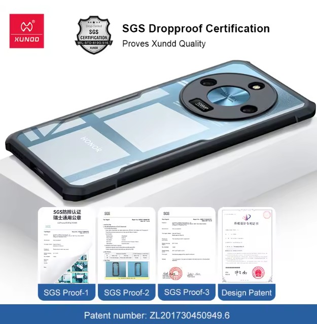 Picture of XUNDD CASE For Honor X9b 5G ( INT ) Phone Case Air-bag Anti Drop Anti Scratch Protective Covers Shockproof Protection Miltary Grade Black Bumper Case Airbags Shockproof Protective Transparent Back Cover - Black