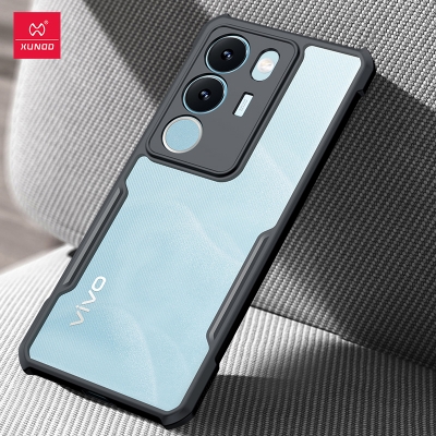 Picture of Xundd Phone Case For VIVO V29 Pro  Case, PC & TPU Airabg Shockproof Anti-Drop Shell, Back Transparent Protective Case - Black