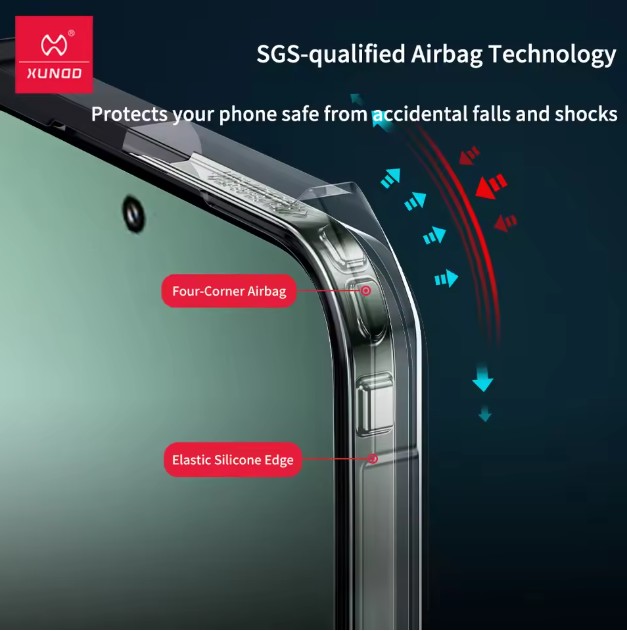 Picture of Xundd Case For Oppo Reno 12 Pro 5G Global Version,Airabg Shockprooft Shell Acrylic&TPU Back Transparent Phone Cover Case - Black