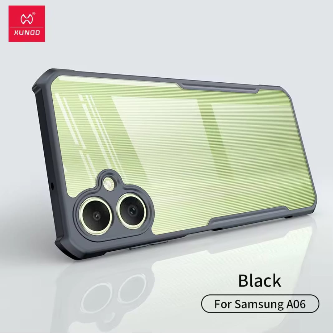 Picture of Xundd For Samsung Galaxy A06 4G  Case Airbag Shockproof Shell Acrylic+TPU Back Transparent Flexible Phone Cover - Black