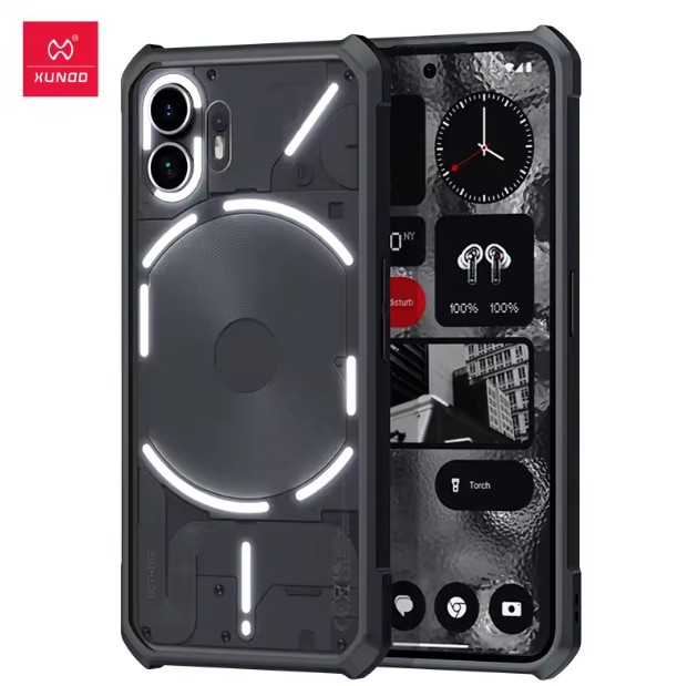 Picture of Xundd For Nothing Phone 2 Case, Airbag Shockproof Bumper Shell Acrylic PC Transparent Back Cove For Nothing Phone 2 Smart Phone Back Case - Black