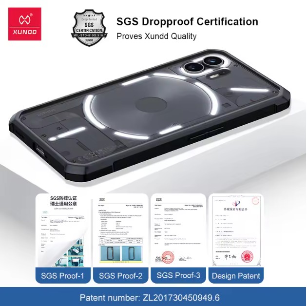 Picture of Xundd For Nothing Phone 2 Case, Airbag Shockproof Bumper Shell Acrylic PC Transparent Back Cove For Nothing Phone 2 Smart Phone Back Case - Black