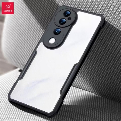 Picture of Xundd For VIVO V40 Pro, V40, S19 Pro Case Airbag Anit-drop Camera Protection Acrylic &TPU Back Stripe Transparent Back Cover - Black