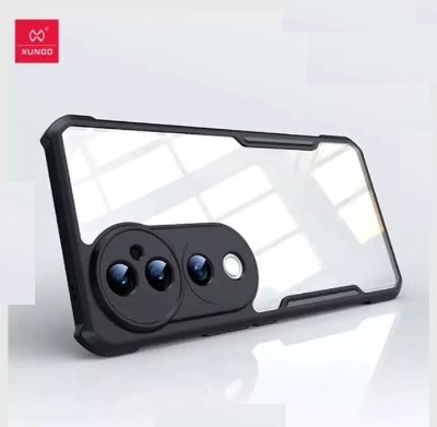 Picture of Xundd For VIVO V40 Pro, V40, S19 Pro Case Airbag Anit-drop Camera Protection Acrylic &TPU Back Stripe Transparent Back Cover - Black