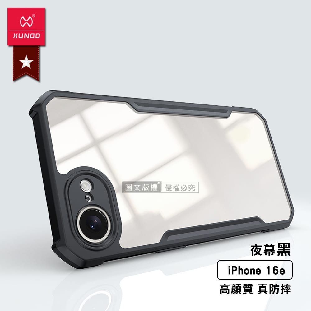 Picture of Apple iPhone 16e (iPhone SE 2025, iPhone SE 4) XUNDD Dropproof TPU + Acrylic Clear Back Phone Cover Case - Black