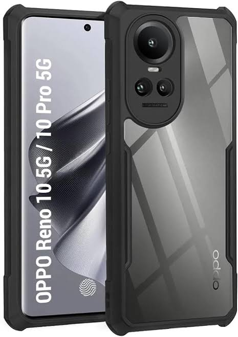 Picture of Xundd Case For Oppo Reno 10 5G, Oppo Reno 10 Pro 5G  (INT) Transparent bumper Back Cover - Black