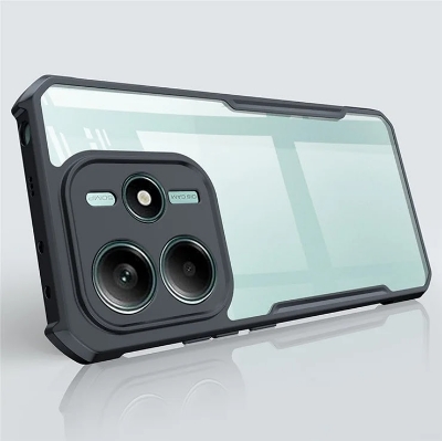 Picture of XUNDD For Xiaomi Redmi Note 14 4G (163.25x76.55x8.16mm) Case Drop proof TPU + Acrylic Clear Back Phone Cover - Black