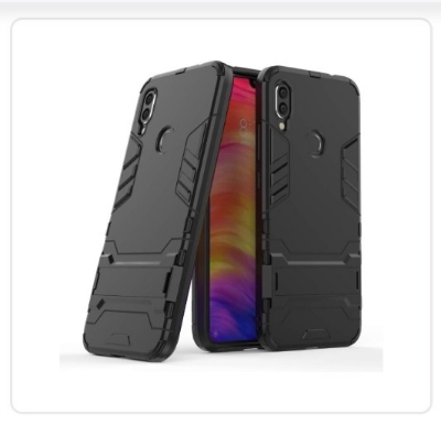 Picture of XIAOMI-Redmi 7  Case Cover 2 in 1 Hybrid Heavy Duty Armor Hard Back Case Cover with Kickstand All Black