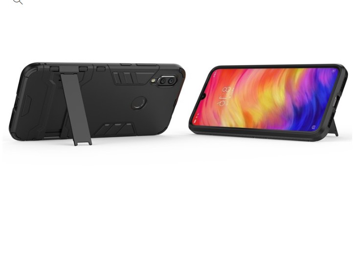Picture of XIAOMI-Redmi 7  Case Cover 2 in 1 Hybrid Heavy Duty Armor Hard Back Case Cover with Kickstand All Black