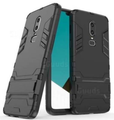 Picture of Armor Premium Tactical Grip Kickstand Shockproof Dual Layer Rugged Hard Cover for OnePlus 6 - Black