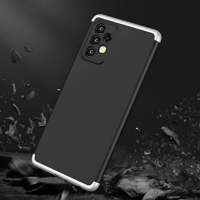 Picture of Samsung Galaxy A72 GKK Case 360 Degree 3 in 1 Full Body Protection Hard PC Case Cover -Black Silver
