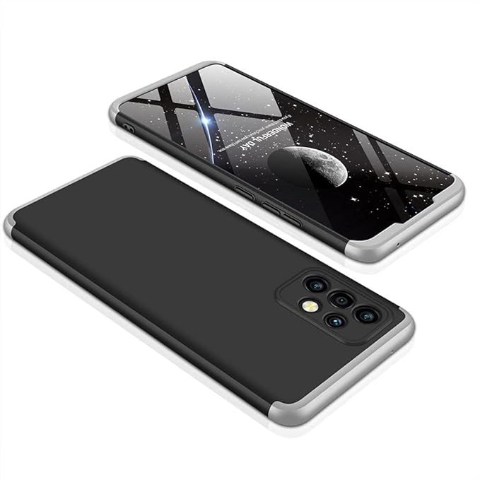 Picture of Samsung Galaxy A72 GKK Case 360 Degree 3 in 1 Full Body Protection Hard PC Case Cover -Black Silver