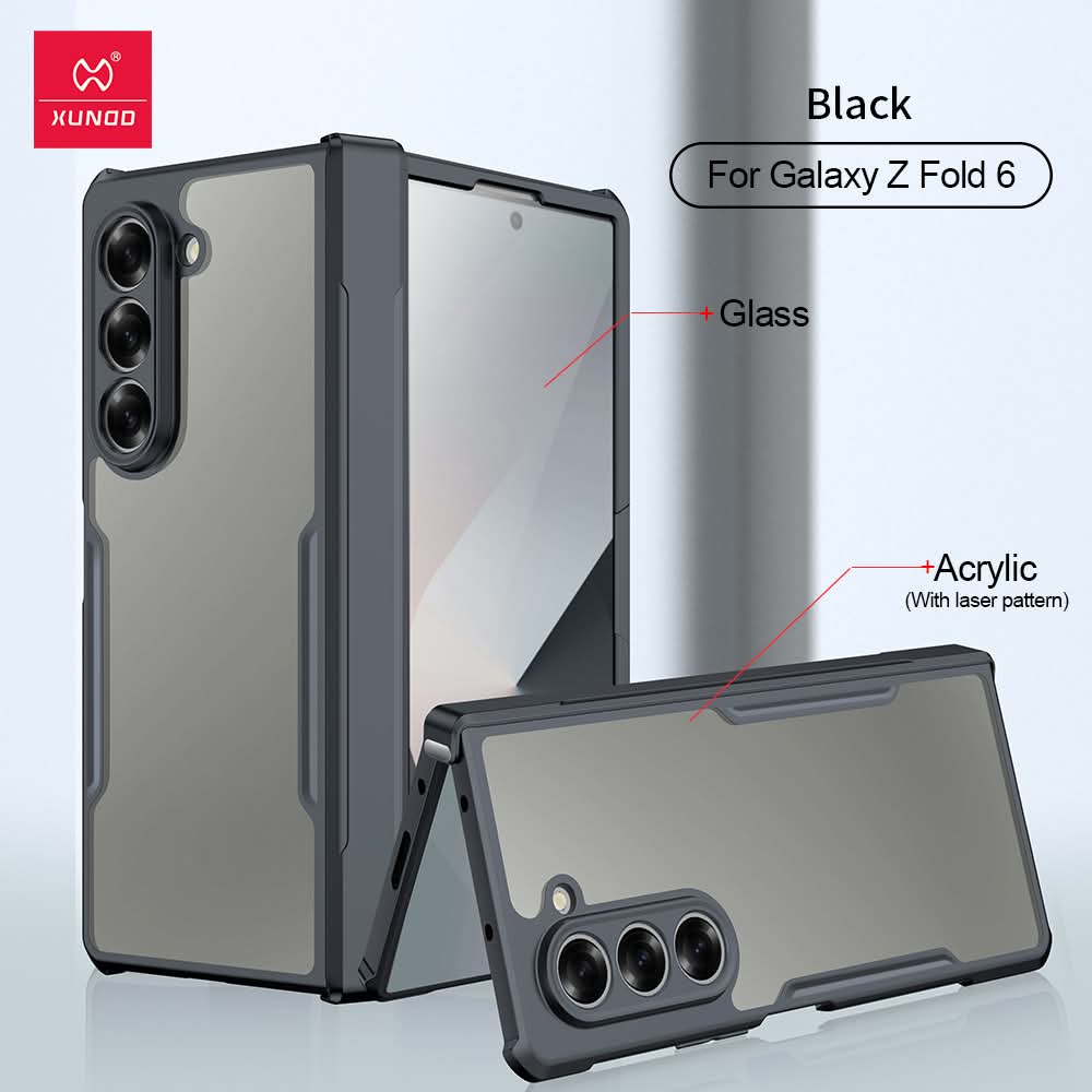 Picture of Xundd ( Galaxy Z Fold6 ) Airbags Folding Cover Case for Samsung Galaxy Z Fold6 Shockproof Black and Transparent Case