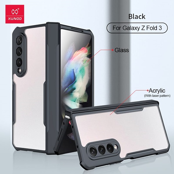 Picture of Xundd ( Galaxy Z Fold3 ) Airbags Folding Cover Case for Samsung Galaxy Z Fold3 Shockproof Black and Transparent Case