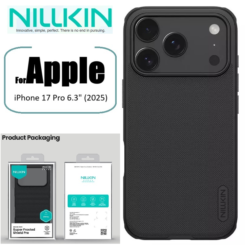 Picture of NILLKIN Super Frost Matte Case for Apple iPhone 17 Pro 6.3" (2025) - Elegant Black, Dust-Proof, Sweat-Proof, Fingerprint-Proof