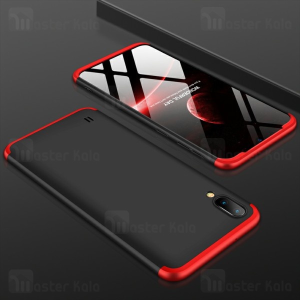 Picture of Samsung Galaxy M10 GKK Case 360 Degree 3 in 1 Full Body Protection Hard PC Case Cover - Black & Red Case Samsung Galaxy M10