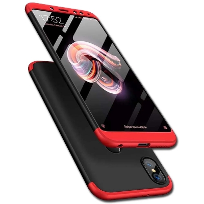 Picture of Redmi Note 5 Pro GKK Case 360 Degree 3 in 1 Full Body Protection Hard PC Case Cover - Black & Blue Case Redmi Note 5 Pro - Blue + Black