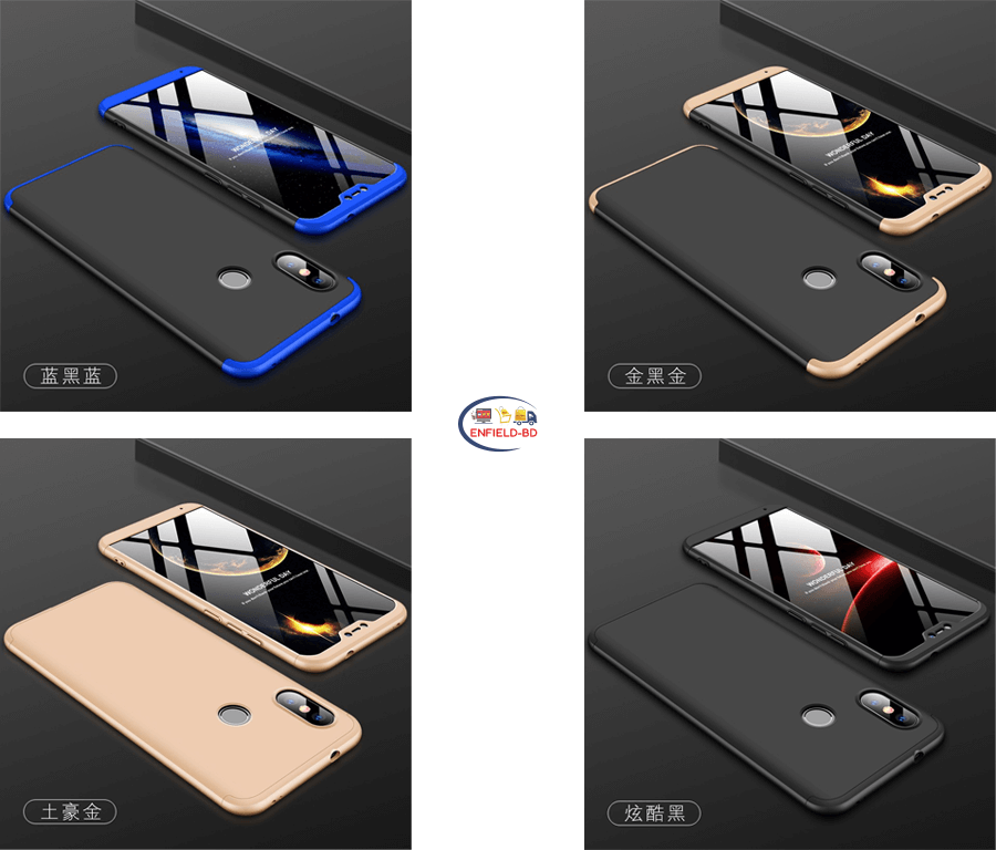 Picture of Redmi 6 Pro / A2 Lite GKK Case 360 Degree 3 in 1 Full Body Protection Hard PC Case Cover - Black & Red Case Redmi 6 Pro / A2 Lite