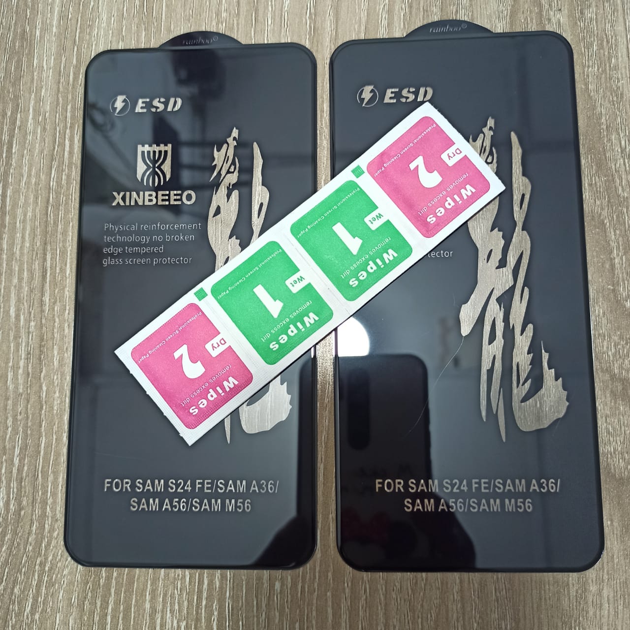 Picture of ( 2 PCS ) Samsung Galaxy A56, M56, A36, S24 Fe  Premium Rinbo ESD 9H Full Coverage Tempered Glass Screen Protector