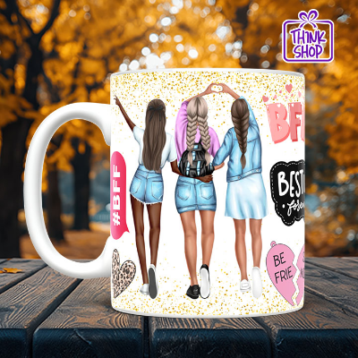 Picture of Cut friend Ceramic Mug,Besties forever gift,life is better with friends,Gift for Friends