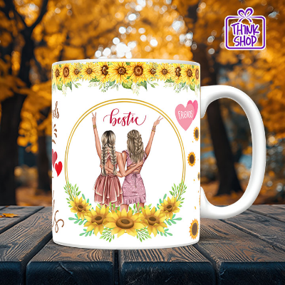 Picture of Bestie Gift Ceramic Mug,Cute Printed Ceramic Bestie Cup,Gift for Friends