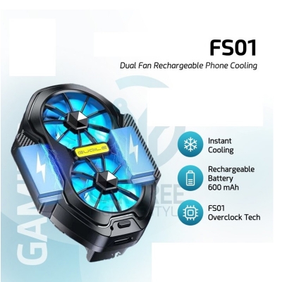 Picture of FS01 Dual Fan Dual Battery Rechargeable Mobile Phone Cooler Fan