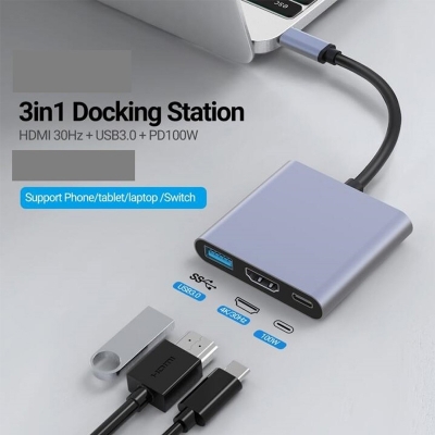 Picture of 3 In 1 Multiport Adapter USB Type C HDMI USB 3.1 Converter
