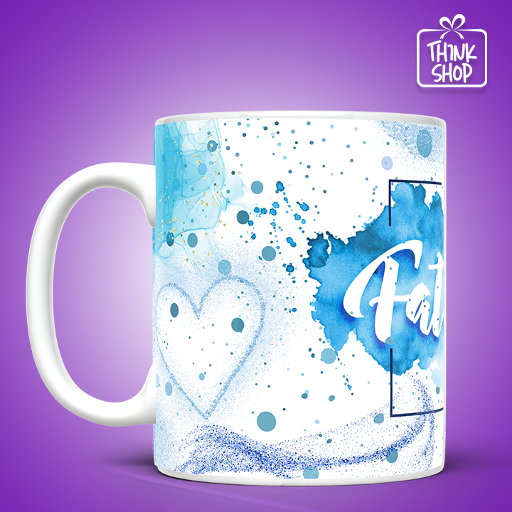 Picture of Happy Father's Day Mug, Minimalist White and Blue Design, Best Dad Gift