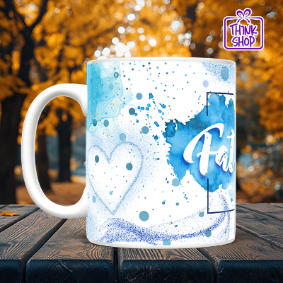 Picture of Happy Father's Day Mug, Minimalist White and Blue Design, Best Dad Gift