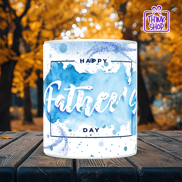Picture of Happy Father's Day Mug, Minimalist White and Blue Design, Best Dad Gift