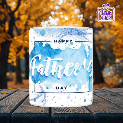 Picture of Happy Father's Day Mug, Minimalist White and Blue Design, Best Dad Gift