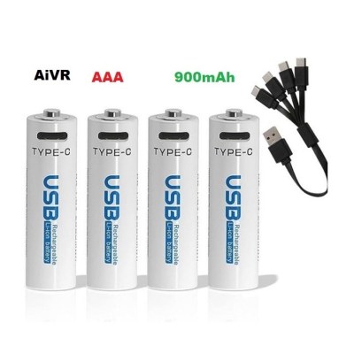 Picture of AiVR AAA Type-C Batteries 900mAh USB Rechargeable 4pc