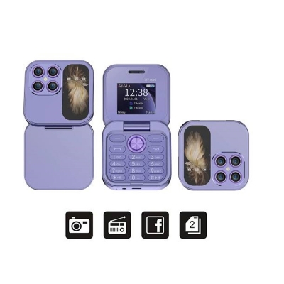 Picture of i17 Mini Folding Mobile Phone 2 SIM Purpal