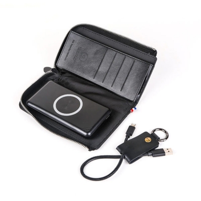 Picture of WUW Leather Wireless Stylish Power Bank Charger 10000mAh