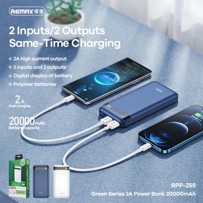 Picture of REMAX RPP 259 20000mAh 37WH Power Bank With 2 out port & 2 input