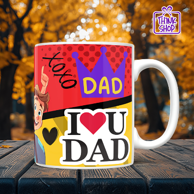 Picture of I Love You Dad Cartoon Coffee Mug, Father and Son Love, Father's Day Dream Gift