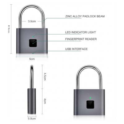 Picture of AR08 Fingerprint Lock 10 Finger Rechargable