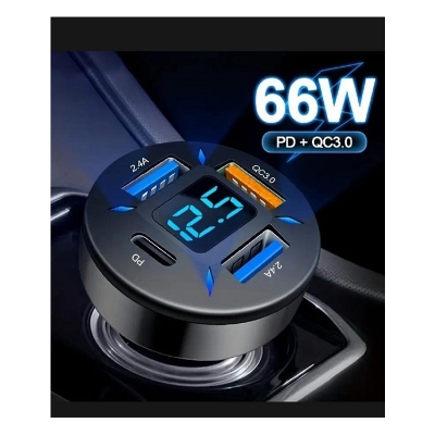 Picture of 66W Car Charger 4 In 1 Fast Charging 3 USB PD