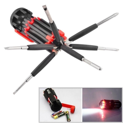 Picture of 8 in 1 Multi Portable Screw driver Tools Set with 6 LED Torch