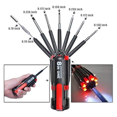 Picture of 8 in 1 Multi Portable Screw driver Tools Set with 6 LED Torch