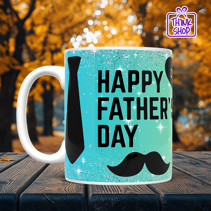 Picture of Happy Father's Day Coffee Mug, Love You Dad Mug with Father and Son Cartoon, Dad Gift