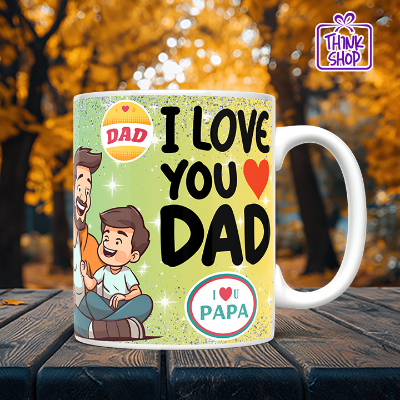 Picture of Happy Father's Day Coffee Mug, Love You Dad Mug with Father and Son Cartoon, Dad Gift