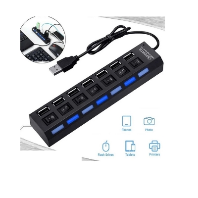 Picture of 7 Port USB Hub Multiple Expander Hub with Switch 30CM Cable