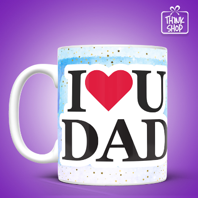 Picture of I Love You Dad Ceramic Mug with Red Heart, World's Best Dad Ever Trophy Design